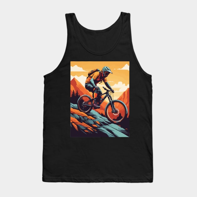 Downhill Mountain Biker Painting Tank Top by TomFrontierArt